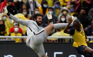 INJUSTICE.  Enner Ecuador receives a kick from Alisson.  A play for expulsion.